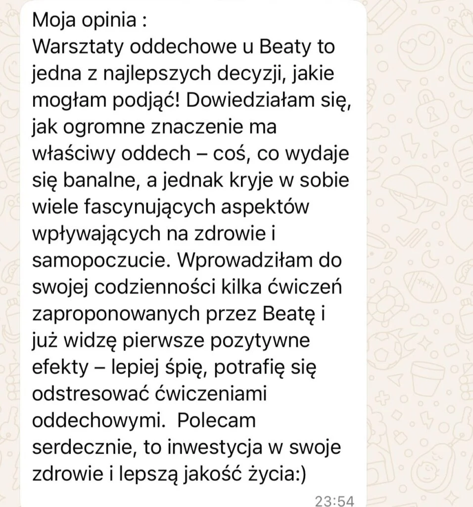 Opinia na temat indywidualnych sesji oddechowych
